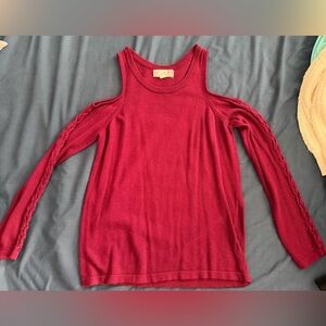 Red Cold Shoulder Sweater